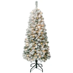 Discount National Tree Company 4.5 ft. Pre-Lit Acacia Medium Flocked Tree with Clear Lights