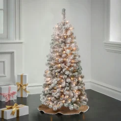 Discount National Tree Company 4.5 ft. Pre-Lit Acacia Medium Flocked Tree with Clear Lights