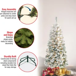 Discount National Tree Company 4.5 ft. Pre-Lit Acacia Medium Flocked Tree with Clear Lights