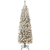 Hot National Tree Company 6 ft. Pre-Lit Acacia Pencil Slim Flocked Tree with Clear Lights