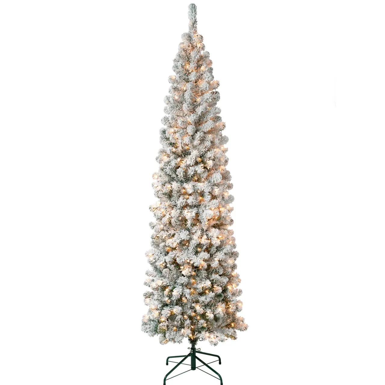 National Tree Company 7.5 ft. Pre-Lit Acacia Pencil Slim Flocked Tree with Clear Lights