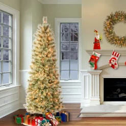 New National Tree Company 6 ft. Pre-Lit Arcadia Pine Cashmere Slim Tree with Clear Lights