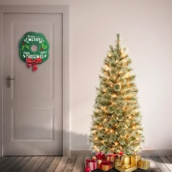 National Tree Company 4.5 ft. Pre-Lit Arcadia Pine Cashmere Slim Tree with Clear Lights