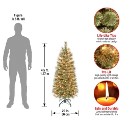 National Tree Company 4.5 ft. Pre-Lit Arcadia Pine Cashmere Slim Tree with Clear Lights