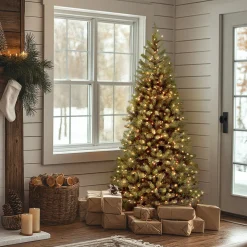Best National Tree Company 6 ft. Pre-Lit Aspen Spruce Slim Tree with Clear Lights