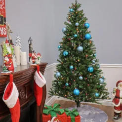 Online National Tree Company 7.5 ft. Pre-Lit Aspen Spruce Slim Tree with Multicolor Lights