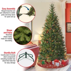 Online National Tree Company 7.5 ft. Pre-Lit Aspen Spruce Slim Tree with Multicolor Lights