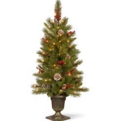 Online National Tree Company 4 ft. Pre-Lit Bristle Berry Tree with Clear Lights