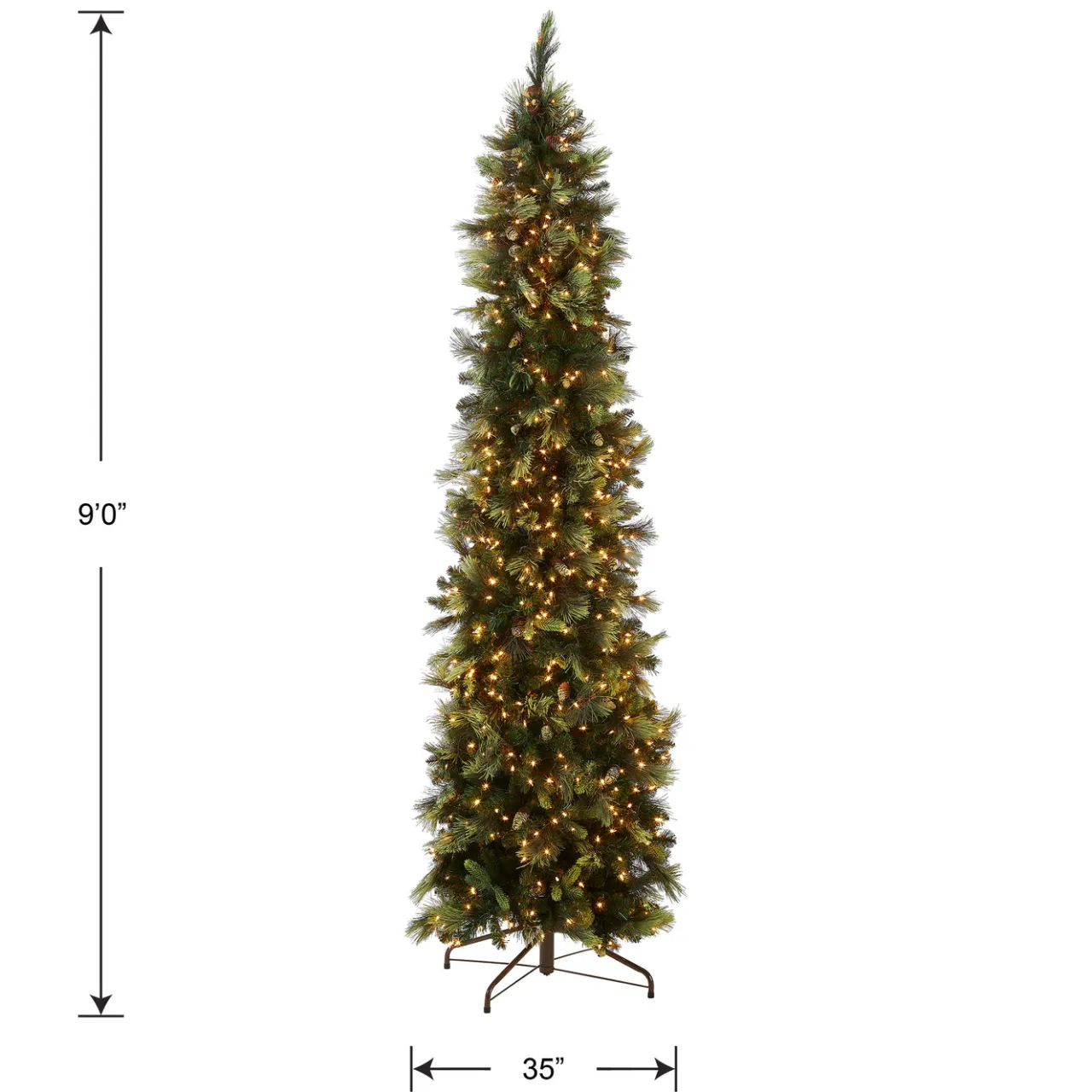 New National Tree Company 9 ft. Pre-Lit Carolina Pine Slim Tree with Clear Lights