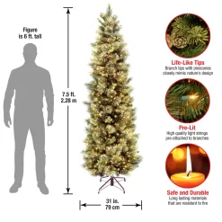 National Tree Company 7.5 ft. Pre-Lit Carolina Pine Slim Tree with Clear Lights