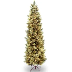 Clearance National Tree Company 7 ft. Pre-Lit Carolina Pine Slim Tree with Clear Lights