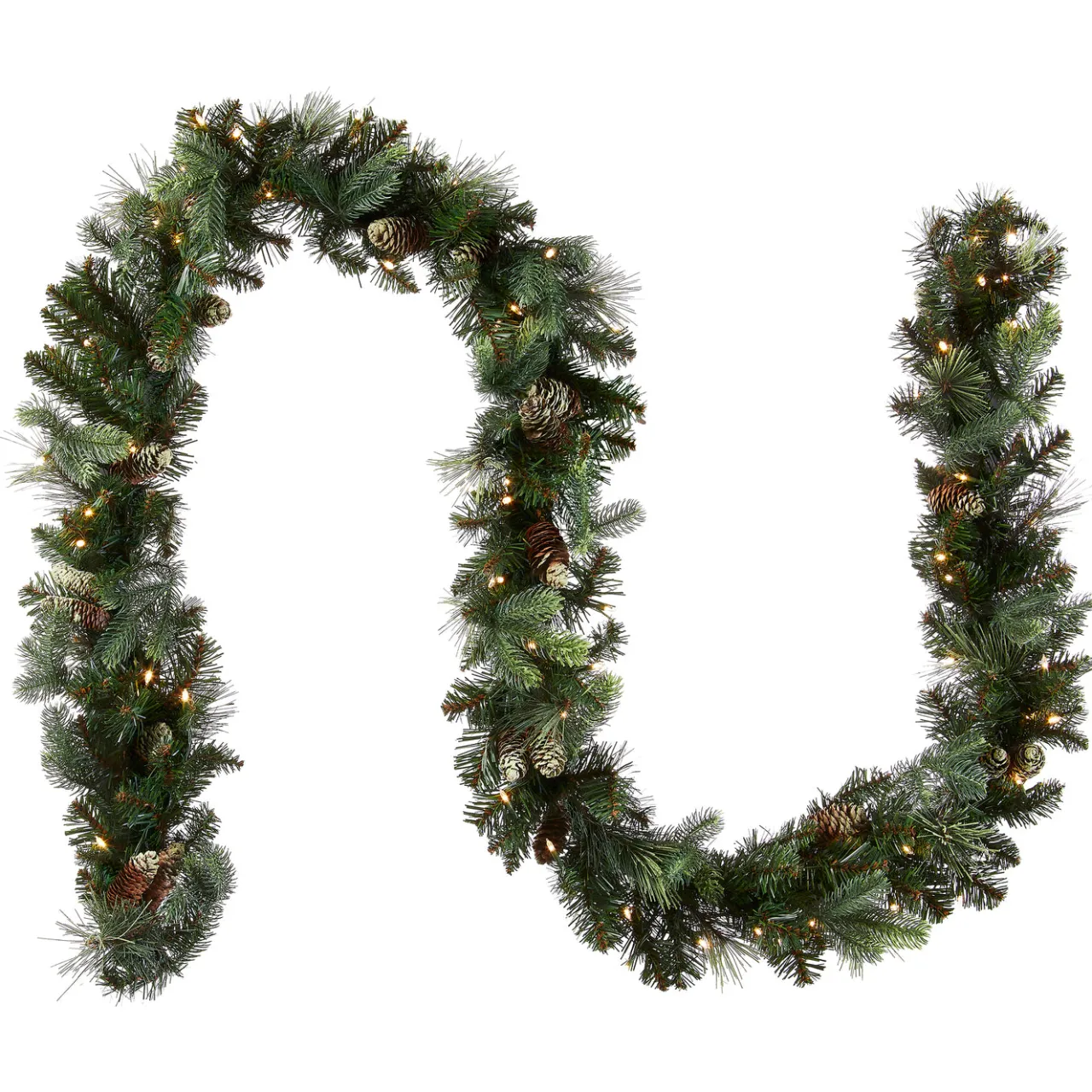 New National Tree Company 9 ft. Pre-Lit Carolina Pine Garland with Clear Lights