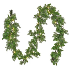 New National Tree Company 9 ft. Pre-Lit Cedar Garland with Warm White LED Lights