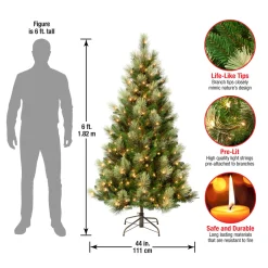 Sale National Tree Company 6 ft. Pre-Lit Charleston Pine Slim Tree with Clear Lights