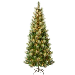 Outlet National Tree Company 7.5 ft. Pre-Lit Charleston Pine Slim Tree with Clear Lights