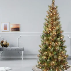 Outlet National Tree Company 7.5 ft. Pre-Lit Charleston Pine Slim Tree with Clear Lights