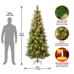 Outlet National Tree Company 7.5 ft. Pre-Lit Charleston Pine Slim Tree with Clear Lights