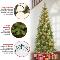 Outlet National Tree Company 7.5 ft. Pre-Lit Charleston Pine Slim Tree with Clear Lights