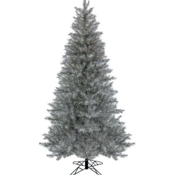 Discount National Tree Company 7.5 ft. Pre-Lit Christmas Crystal Pine Silver Metallic Tree