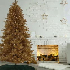 Online National Tree Company 7.5 ft. Pre-Lit Christmas True Gold Metallic Tree