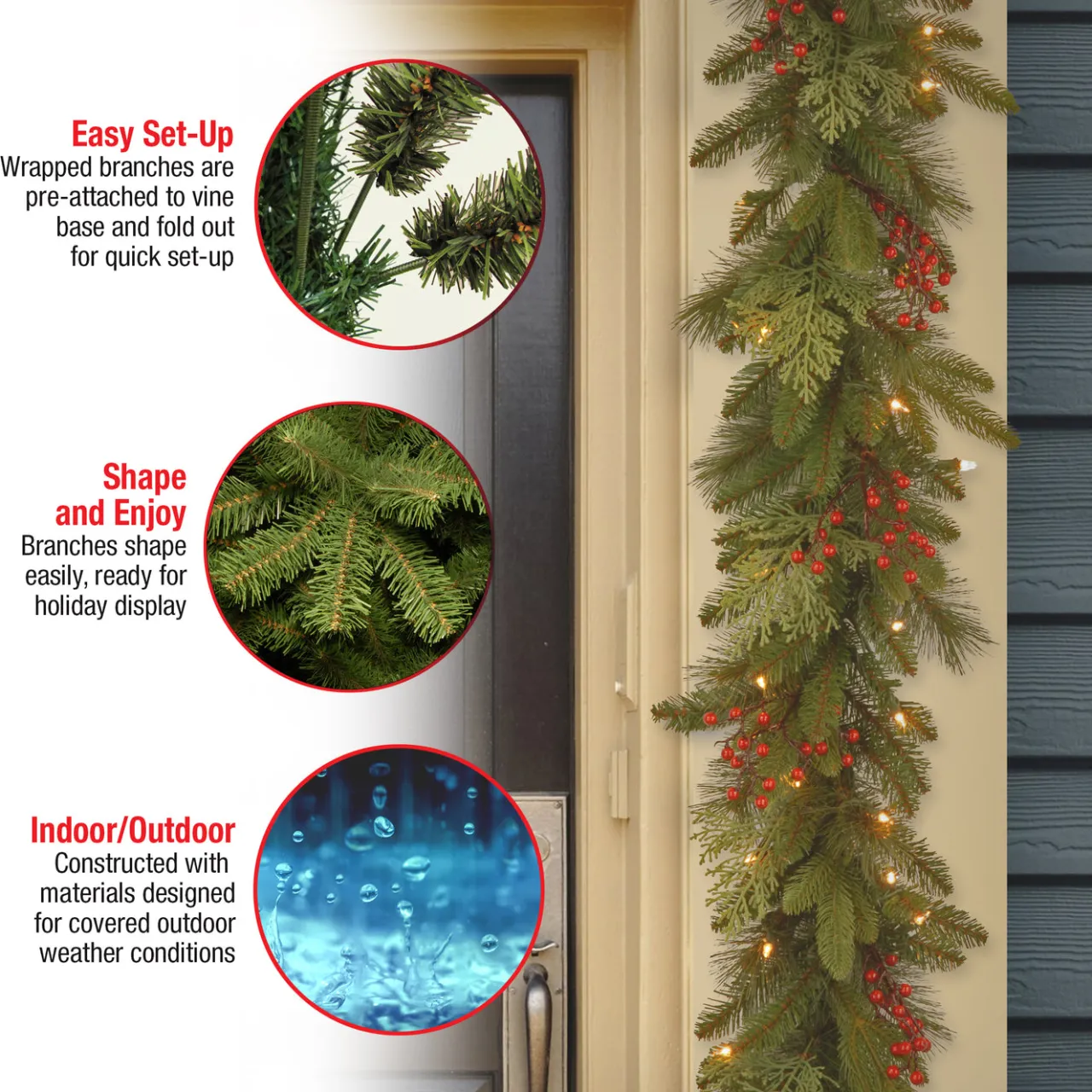 Clearance National Tree Company 9 ft. Pre-Lit Classical Collection Garland with Clear Lights