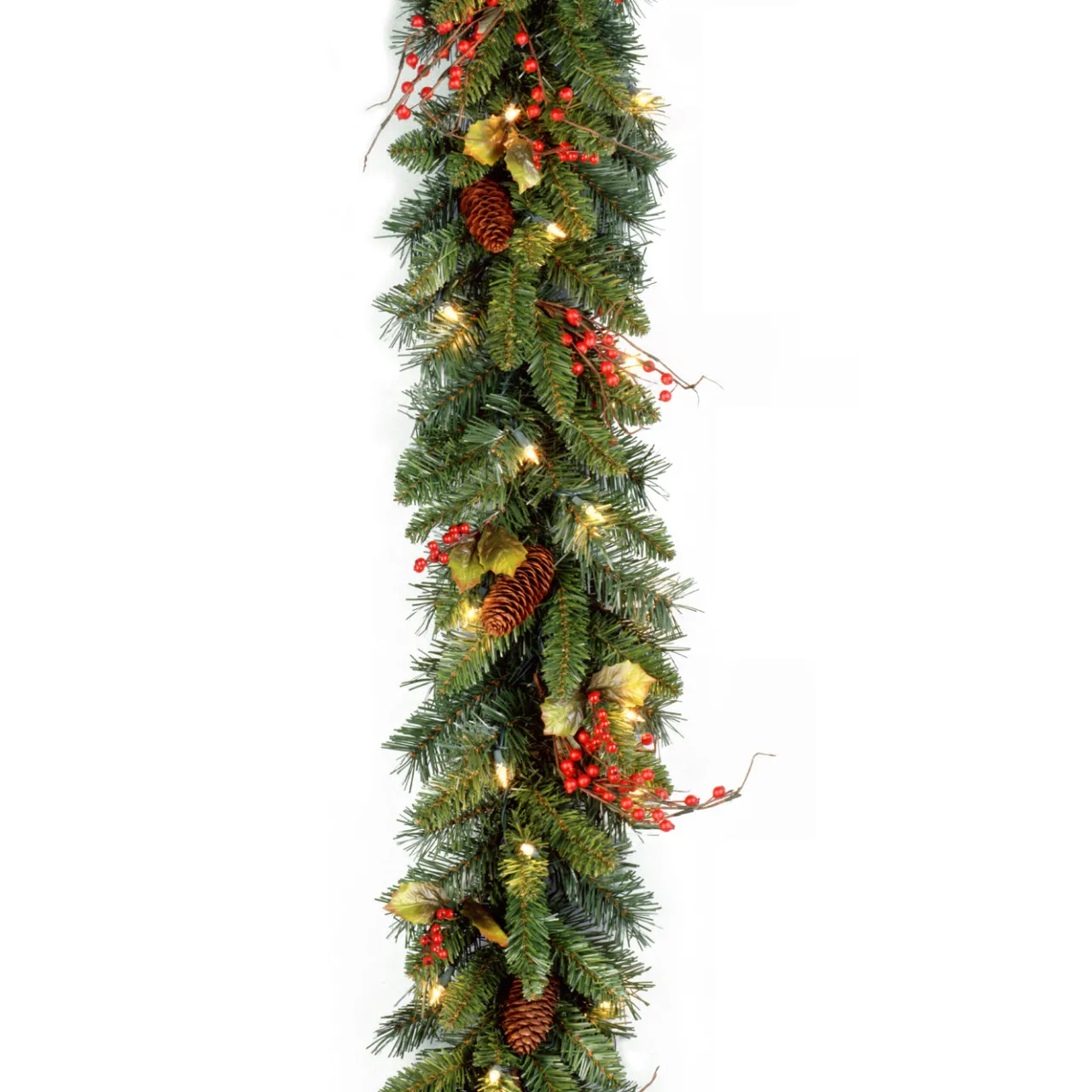 Hot National Tree Company 9 ft. Pre-Lit Classical Collection Garland with Clear Lights and Holly Leaves