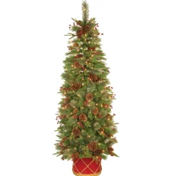 Outlet National Tree Company 6 ft. Pre-Lit Colonial Collection Slim Tree with Clear Lights