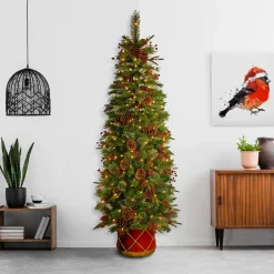 Outlet National Tree Company 6 ft. Pre-Lit Colonial Collection Slim Tree with Clear Lights