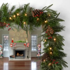 Outlet National Tree Company 9 ft. Pre-Lit Colonial Fir Garland with Clear Lights