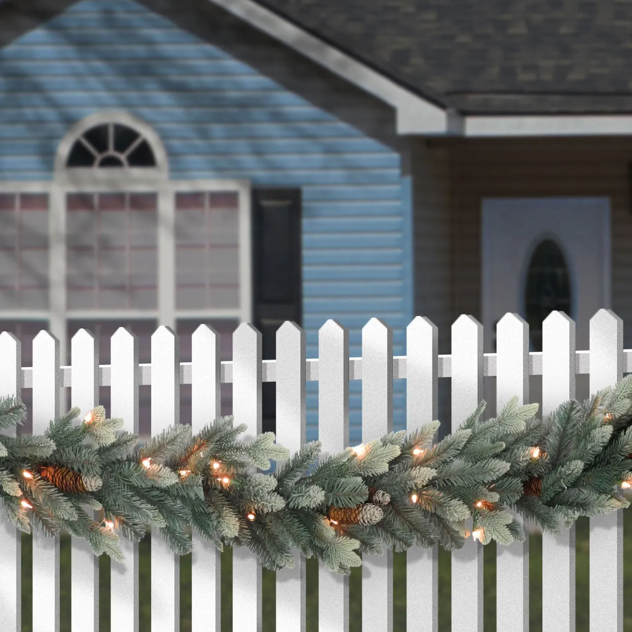 Sale National Tree Company 9 ft. Pre-Lit Copenhagen Spruce Garland with Clear Lights, Plug-In