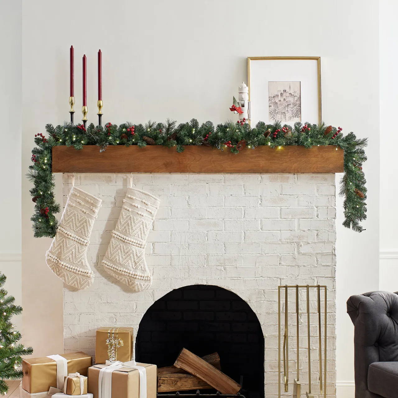 Online National Tree Company 9 ft. Pre-Lit Crestwood Spruce Garland with LED Lights