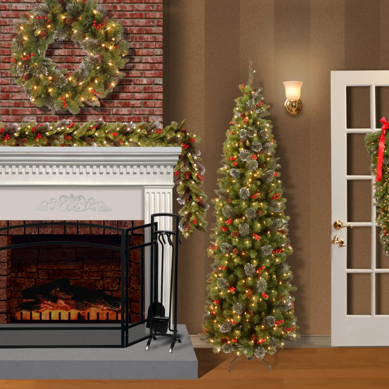 Online National Tree Company 9 ft. Pre-Lit Crestwood Spruce Garland with LED Lights
