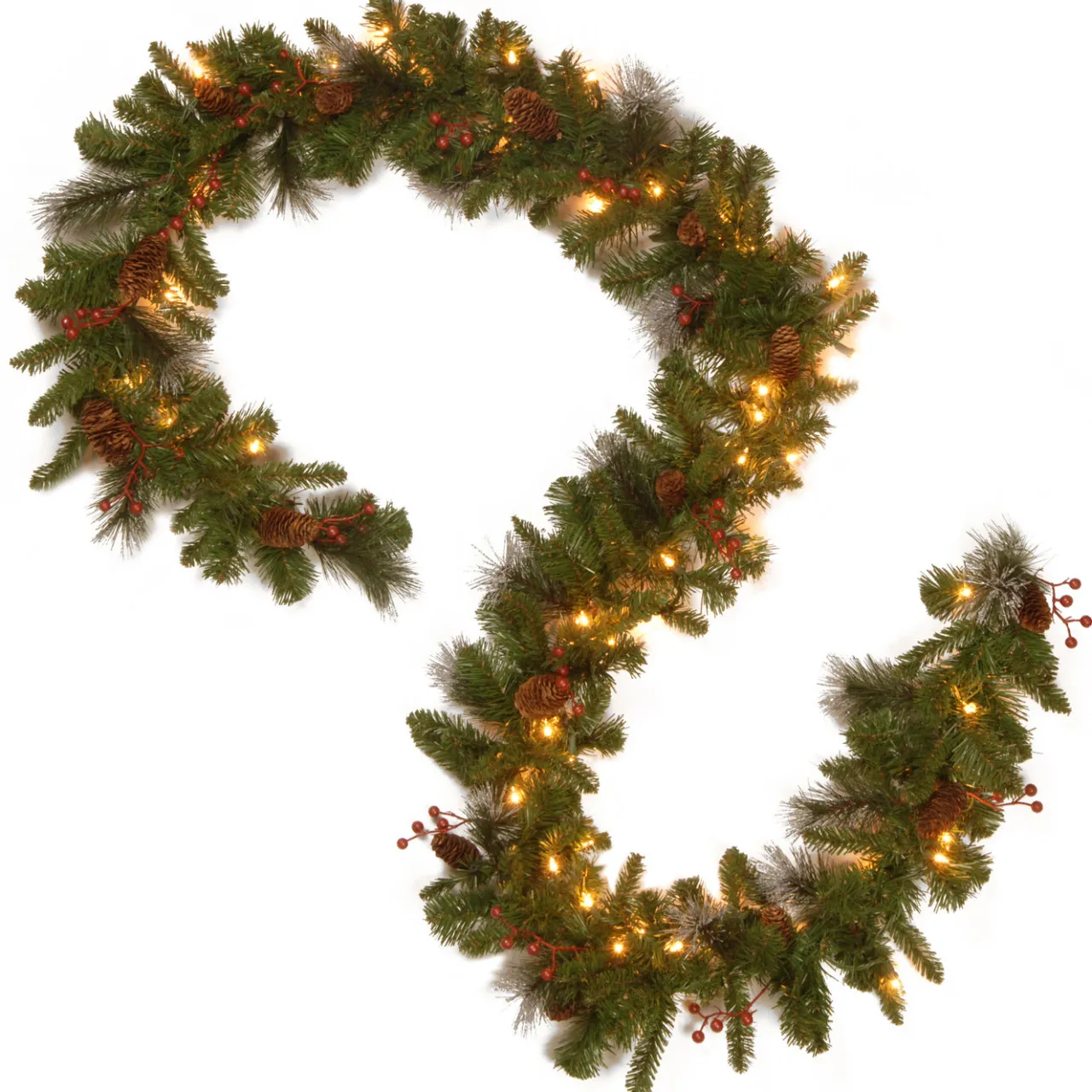 Online National Tree Company 9 ft. Pre-Lit Crestwood Spruce Garland with LED Lights