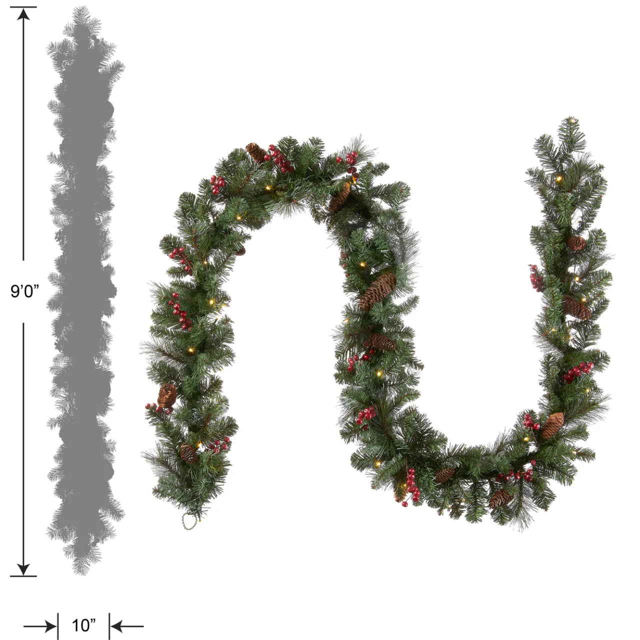 Online National Tree Company 9 ft. Pre-Lit Crestwood Spruce Garland with LED Lights