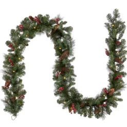Clearance National Tree Company 9 ft. Pre-Lit Crestwood Spruce Garland with Clear Lights