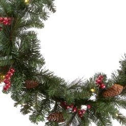 Clearance National Tree Company 9 ft. Pre-Lit Crestwood Spruce Garland with Clear Lights