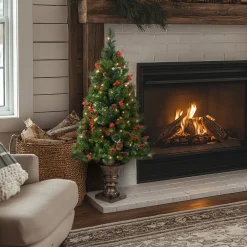 New National Tree Company 4 ft. Pre-Lit Crestwood Spruce Tree with Clear Lights
