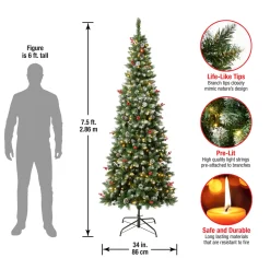 Hot National Tree Company 7.5 ft. Pre-Lit Cullen Slim Tree with Warm White LED Lights