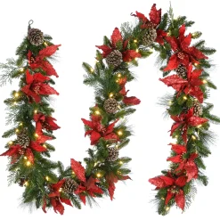 Outlet National Tree Company 9 ft. Pre-Lit Decorative Collection Garland with Clear Lights