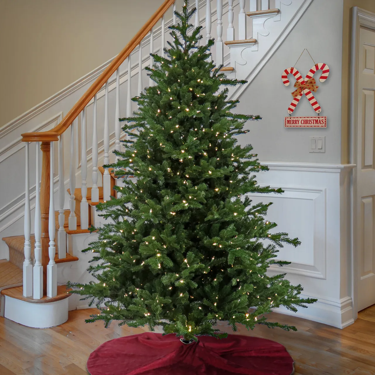 Hot National Tree Company 10 ft. Pre-Lit Douglas Fir Hinged Tree with Warm White LED Lights