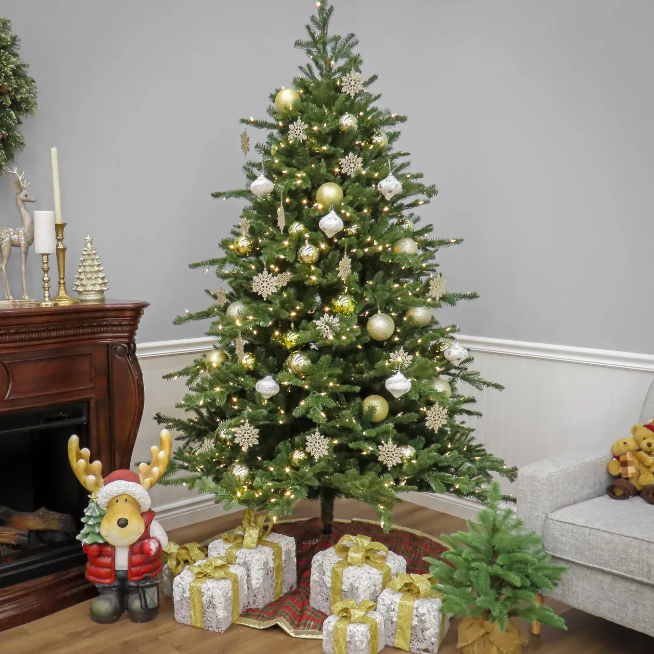 Hot National Tree Company 10 ft. Pre-Lit Douglas Fir Hinged Tree with Warm White LED Lights