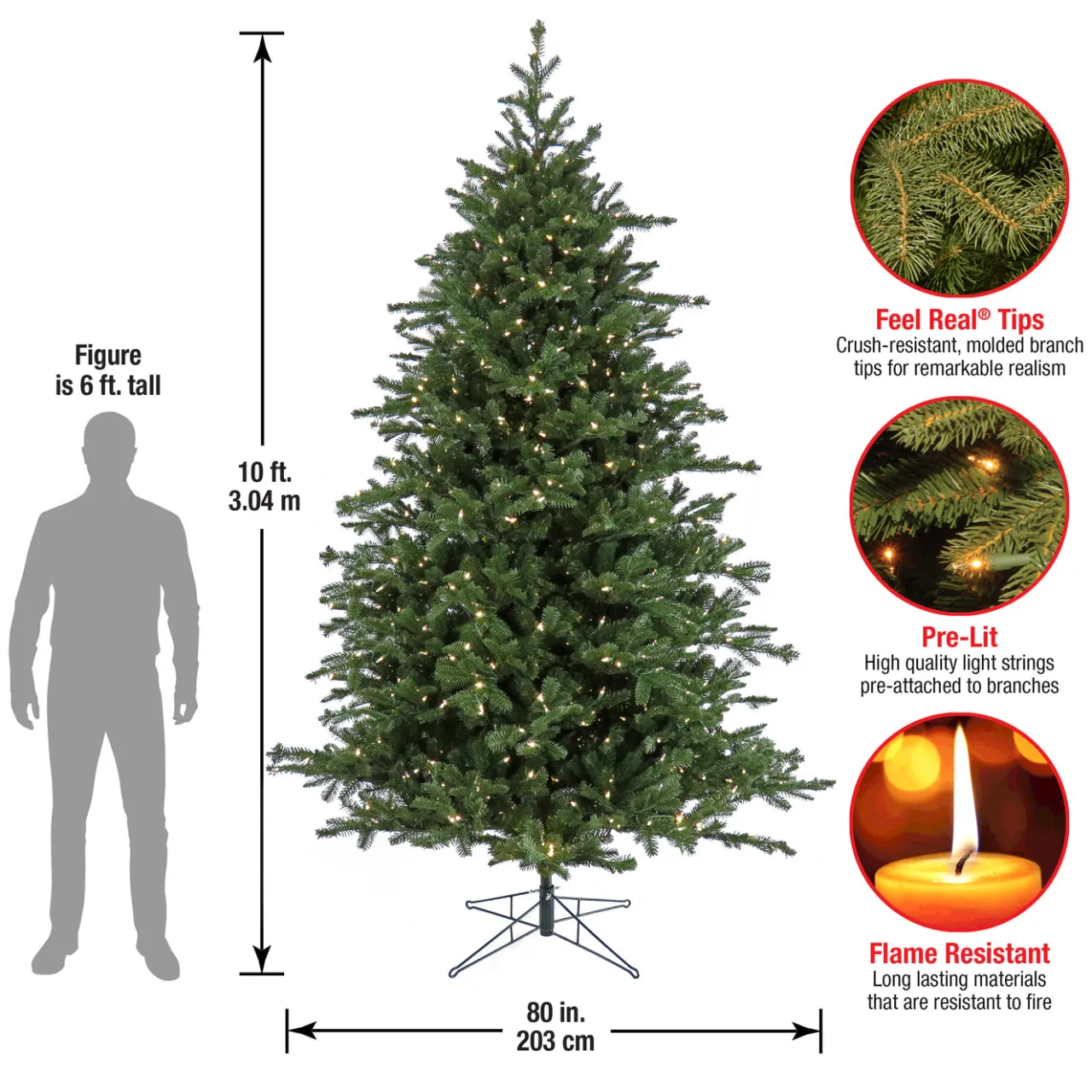 Hot National Tree Company 10 ft. Pre-Lit Douglas Fir Hinged Tree with Warm White LED Lights
