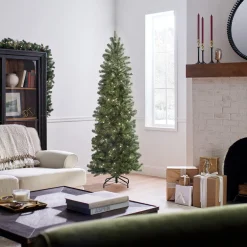 Best National Tree Company 6.5 ft. Pre-Lit Downswept Douglas Fir Pencil Slim Tree with Clear Lights