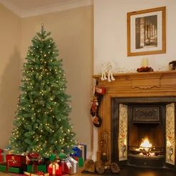 Best National Tree Company 6.5 ft. Pre-Lit Downswept Douglas Fir Slim Tree with Clear Lights