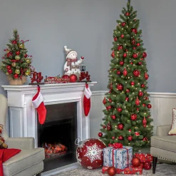 Hot National Tree Company 9 ft. Pre-Lit Downswept Douglas Fir Pencil Slim Tree with Clear Lights