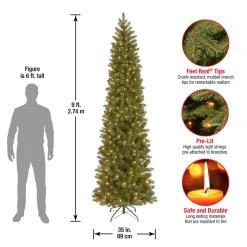 Hot National Tree Company 9 ft. Pre-Lit Downswept Douglas Fir Pencil Slim Tree with Clear Lights