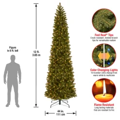 Sale National Tree Company 12 ft. Pre-Lit Downswept Douglas Fir Pencil Slim Tree with Dual Color LED Lights