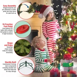 Sale National Tree Company 12 ft. Pre-Lit Downswept Douglas Fir Pencil Slim Tree with Dual Color LED Lights