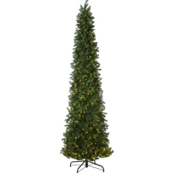Sale National Tree Company 12 ft. Pre-Lit Downswept Douglas Fir Pencil Slim Tree with Dual Color LED Lights