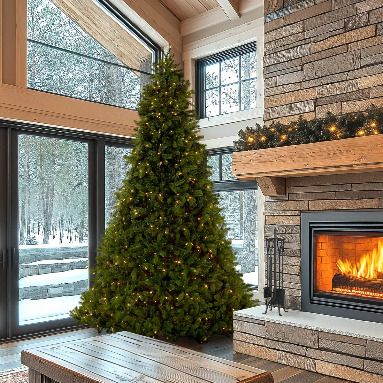 National Tree Company 10 ft. Pre-Lit Downswept Douglas Fir Tree with Dual Color LED Lights